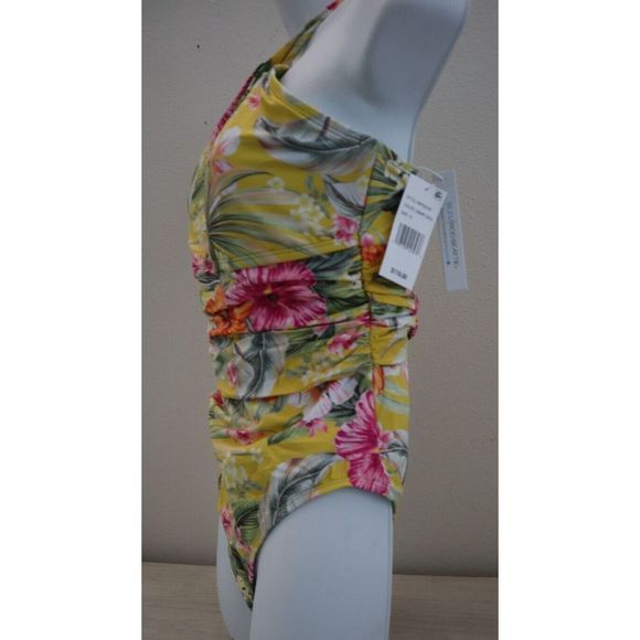 Bleu Rod Beattie Sz 12 Canary Gold Paradiso High Neck One-Piece Swimsuit $119 - Picture 4 of 13